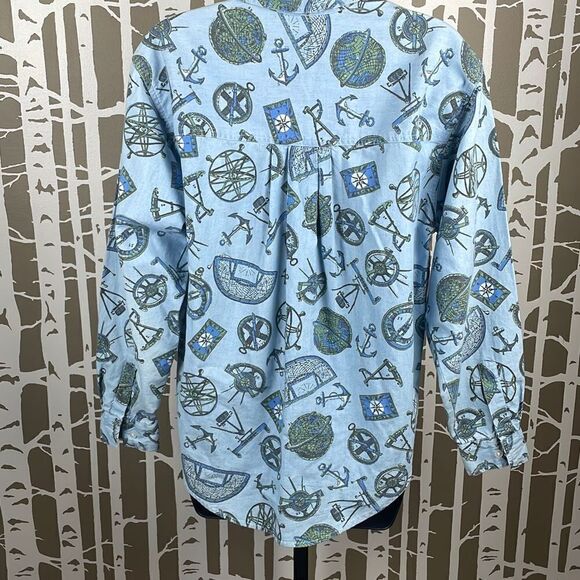 Dockers Chambray Nautical Print Button Down Shirt size S - Picture 3 of 5